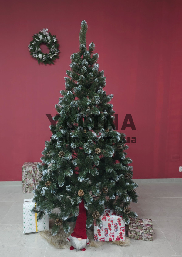 Штучна ялинка Лідія білі кінчики та шишка 1,50 м.